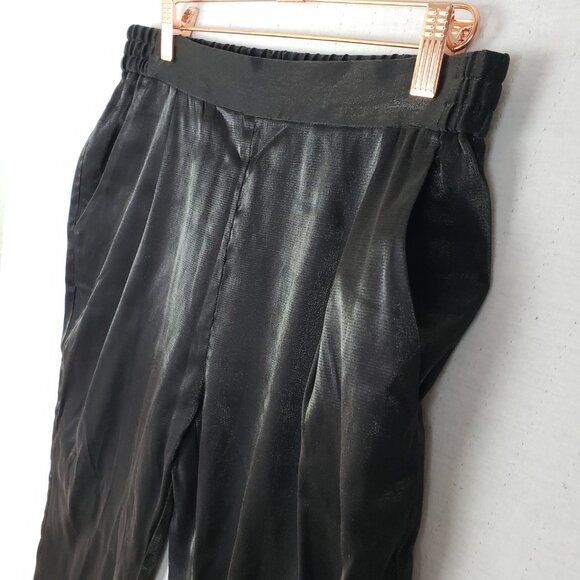 ALLSAINTS Aleida Shine Trouser Pants $269 Black Metallic size 6 Viscose Blend - Picture 8 of 15